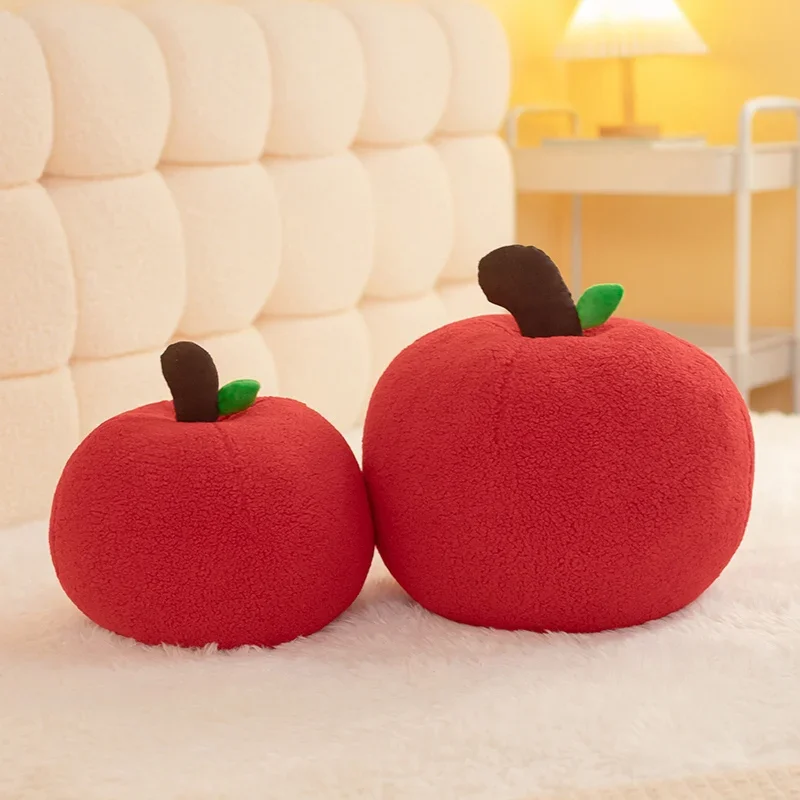 

New Cuddly Steric Stuffed Red Apple Plush Toys Soft Chubby Lifelike Apple Throw Pillow Funny Photo Props Kawaii Home Decor
