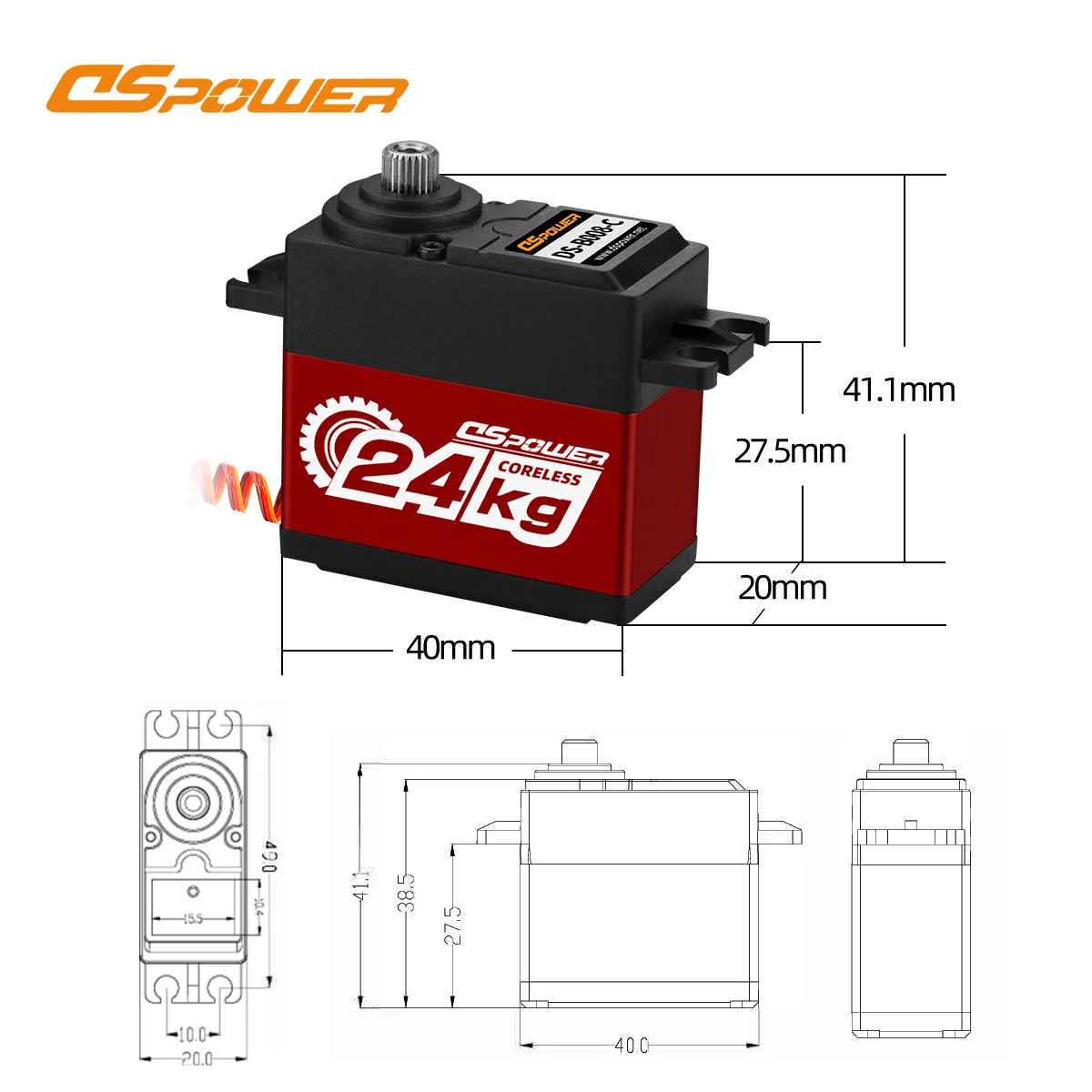 DSpower 24KG 브러시리스 모터 서보 하프 알루미늄 프레임 방수 메탈 기어 서보 1/8 1/10 RC 자동차 비행기 보트 로봇 암