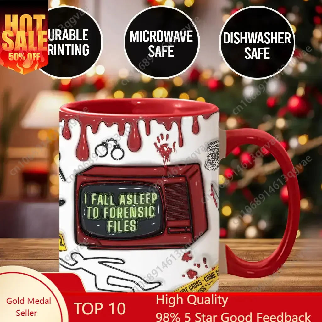 

I Fall Asleep To Forensic Files Accent Mug Holiday Season Ceramic 11 oz Mugs Water Drinking tee juice Cups