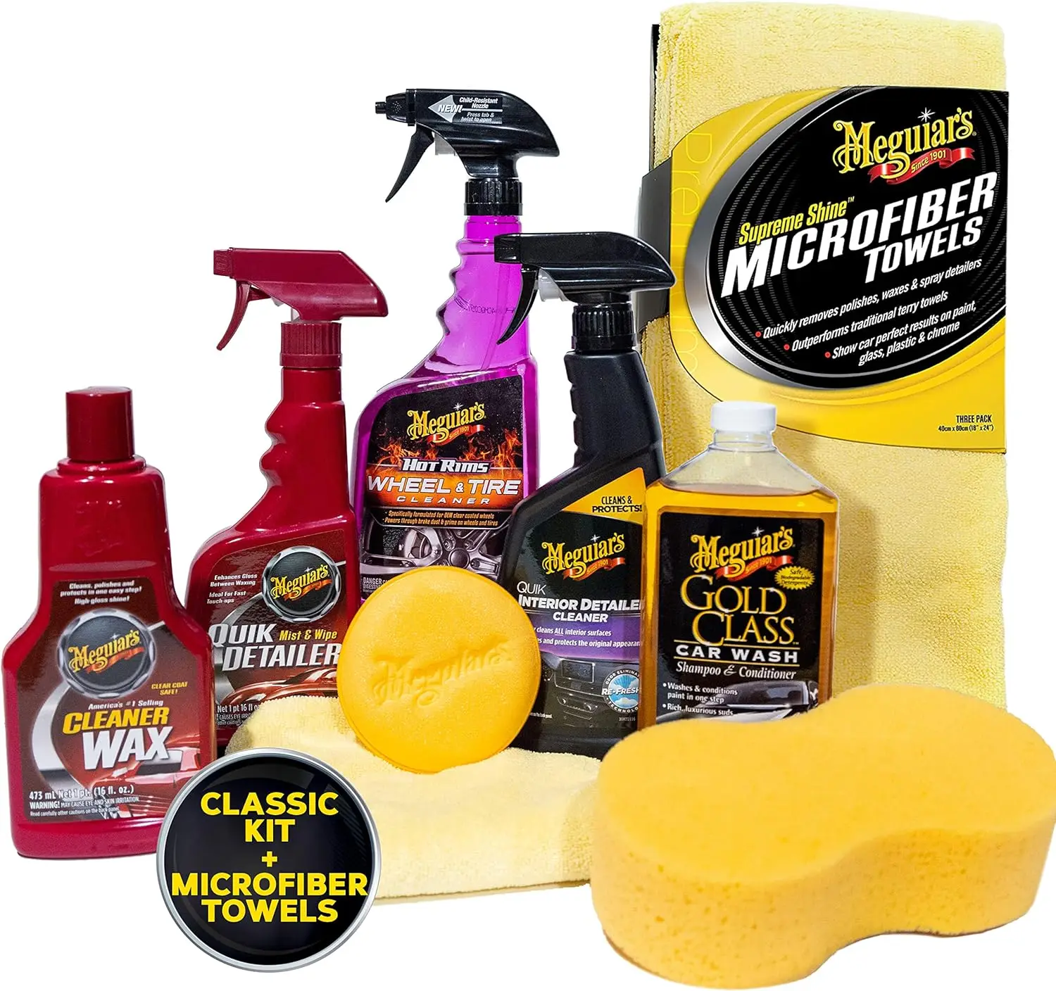 

Meguiar's Car Cleaning Kit with Car Wash Soap, Wax, Microfiber Towels, and More Car Cleaning Products