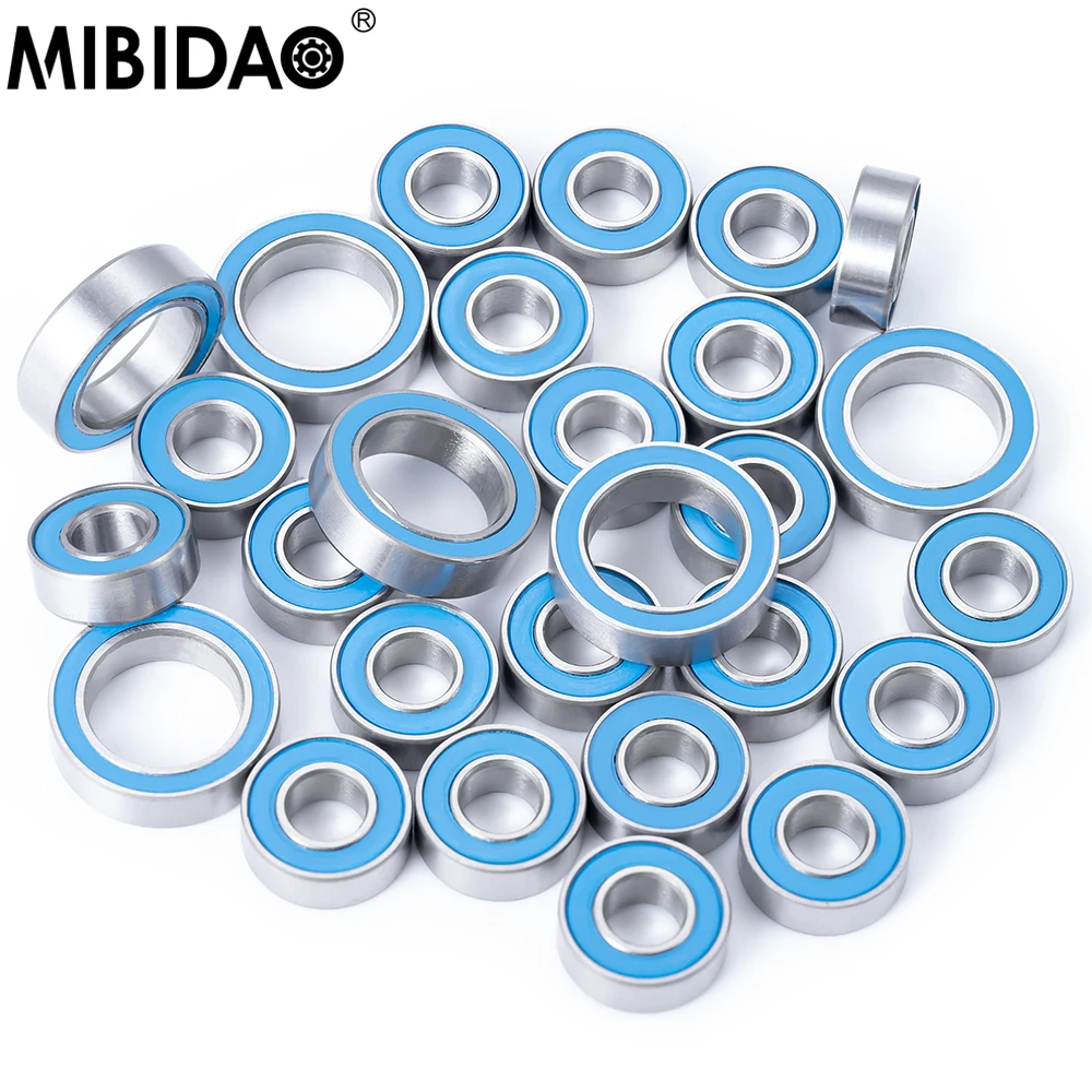 MIBIDAO 27Pcs/lot Ball Bearing Kit Chrome Steel Rubber Sealed For 1/10 Axial AX90048 AX90053 RR10 Bomber 4WD RC Car RC Car Parts