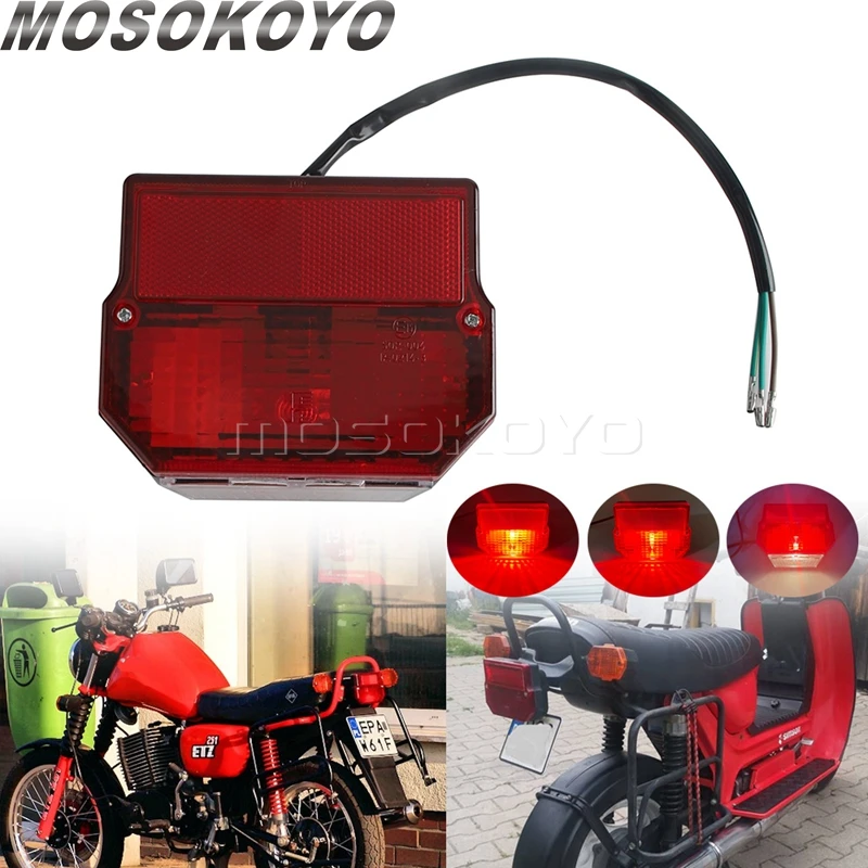 E15 Motorcycle Rear LED Tail License Plate Light Taillights For MZ ETZ 150 250 251 301 Simson SR50 S51 Suzuki TS 125 150 250