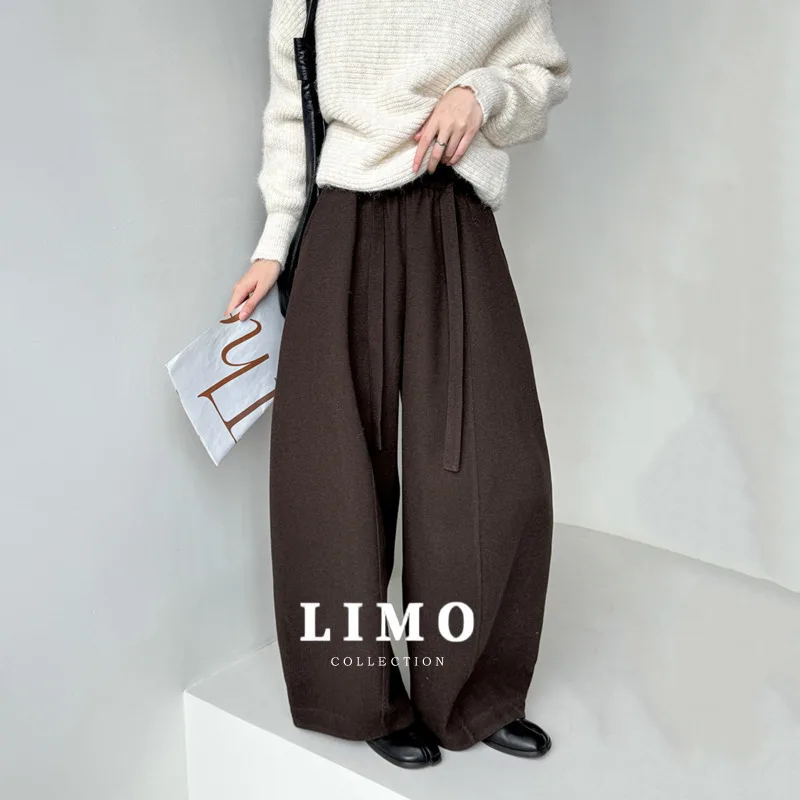

LIMO осень-зима ретро широкие брюки лоскутный дизайн полиэстер хлопок повседневные брюки с высокой талией для повседневной уличной одежды