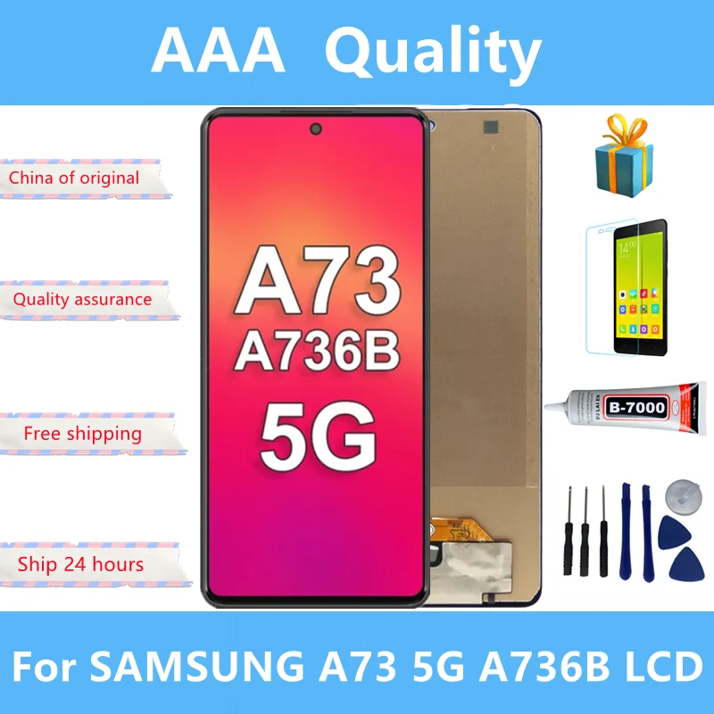 Tested For Samsung  A73 5G LCD Display with frame Touch Screen Digitizer Replacemen A73 5G A736 A736B A736B/DS Display