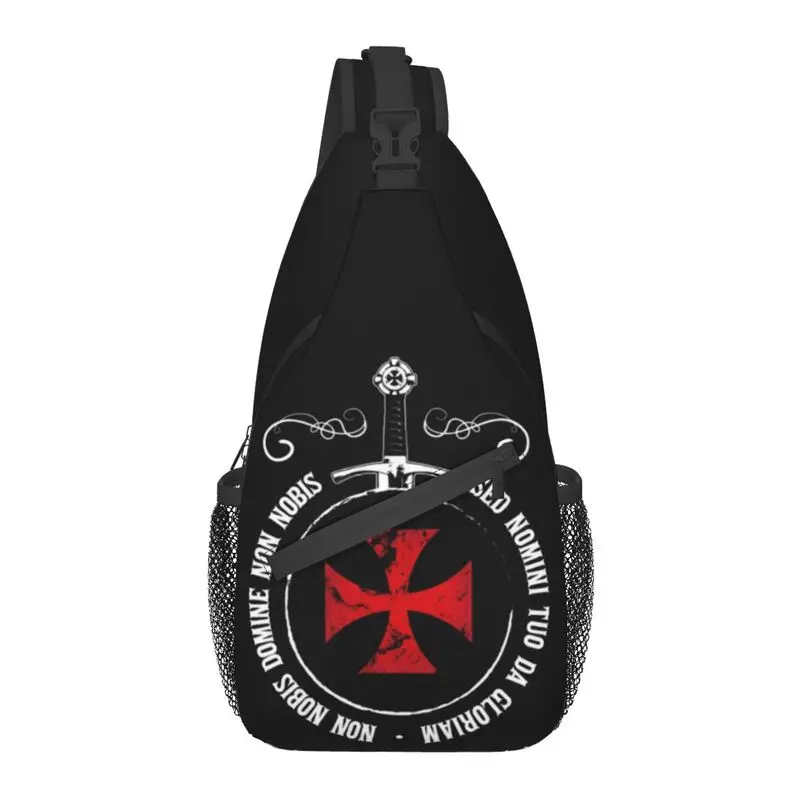 Custom Knights Templar Crusader Emblem Sword Symbol Sling Bag Men Fashion Shoulder Chest Crossbody Backpack Traveling Daypack