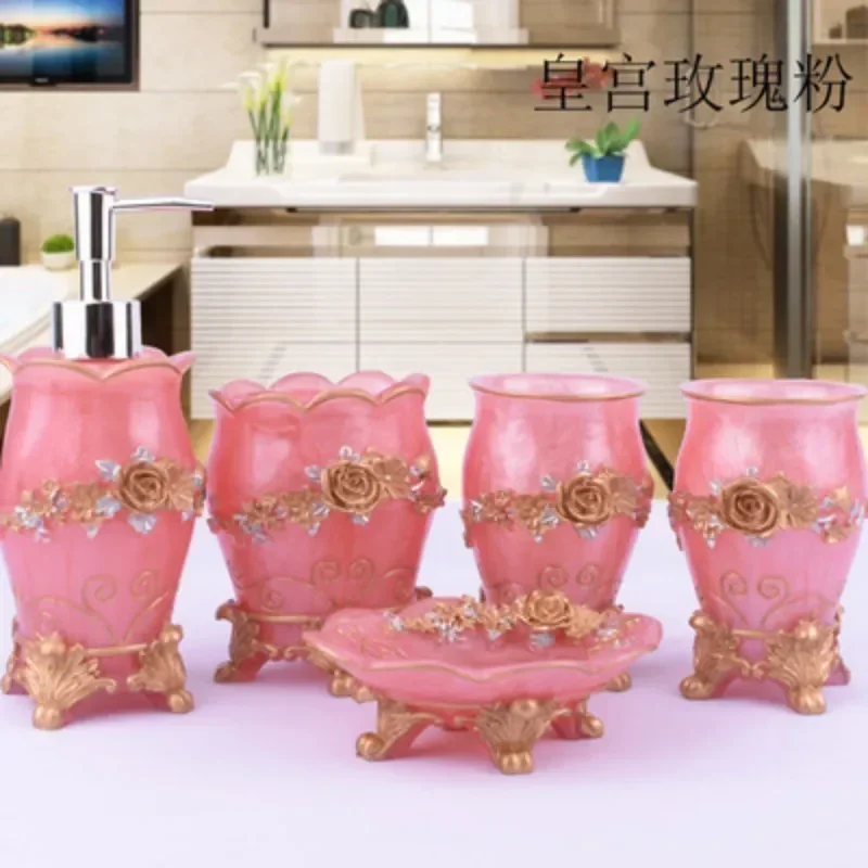 

Ретро набор для ванной комнаты, набор для стирки, смола, туалетная техника в скандинавском стиле, чашка для рта, набор из пяти предметов