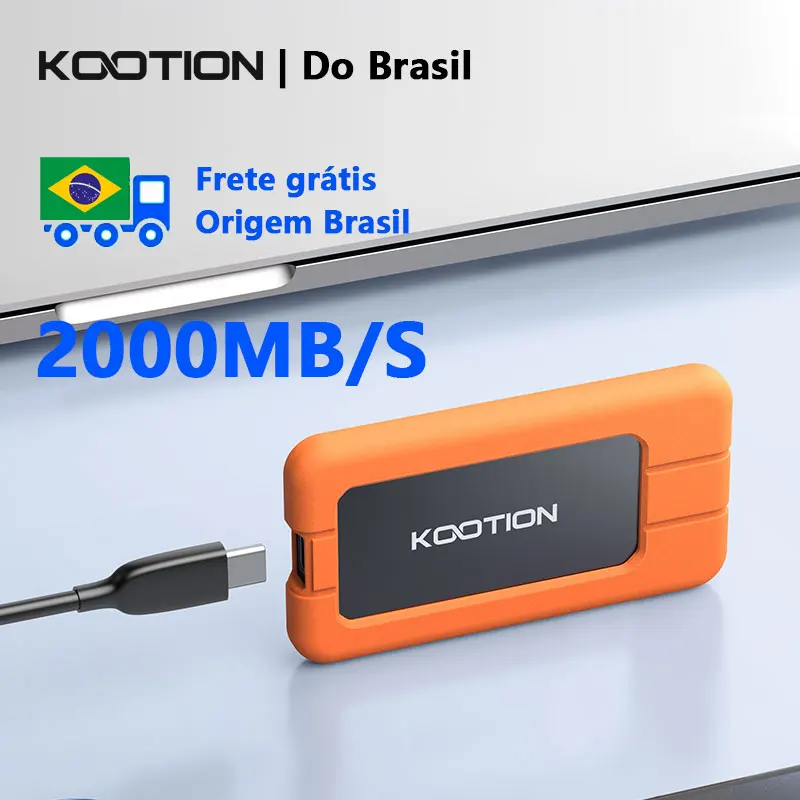 KOOTION Disco Rígido Externo 2000MB/S 1TB USB3.2 Gen2x2 SSD Portátil 512GB Unidade de Estado Sólido Externa para Laptop PC PS4 KOOTION Disco Rígido Externo 2000MB/S 1TB USB3.2 Gen2x2 SSD Portátil 512GB Unidade de Estado Sólido Externa para Laptop PC PS4