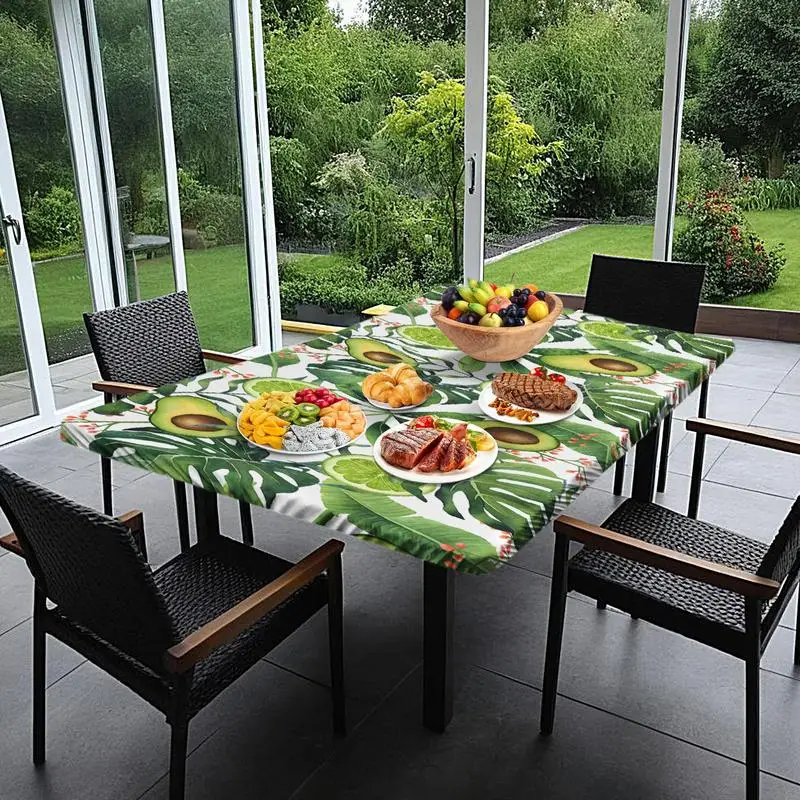 Picnic Table Tablecloth Waterproof Elastic Table Cloth for Party Decoration Picnic Camping Windproof Rectangle Table Cover
