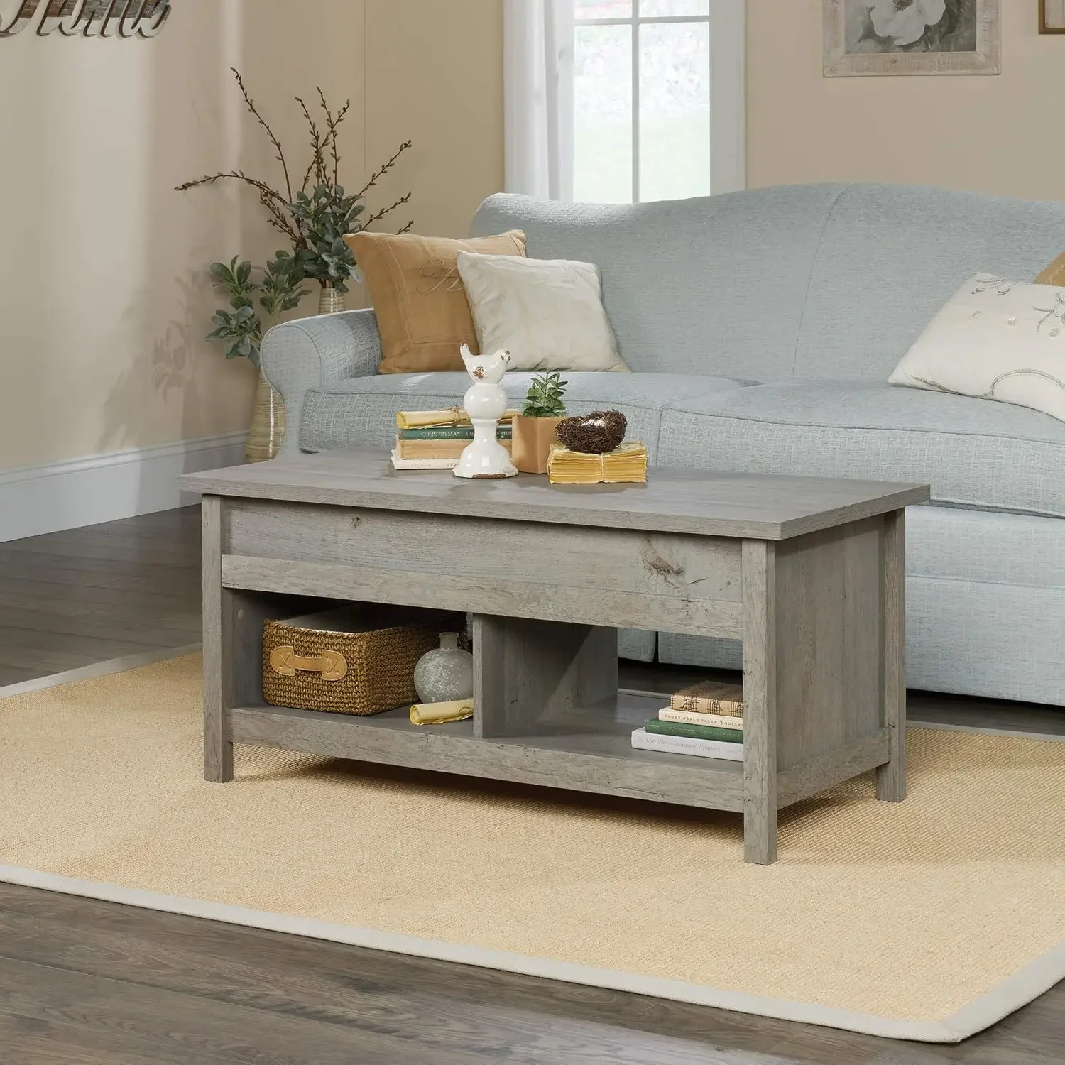 Cannery Bridge Lift Top Coffee Table, Mystic Oak finish