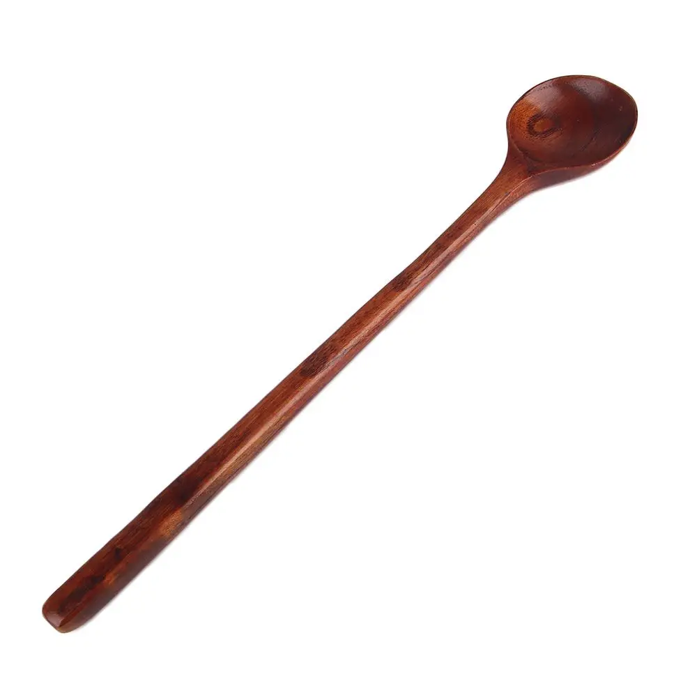 Mixing Stirr Round Natural Wood Tableware Wooden Soup Spoon Spoons Kitchen Utensil Cooking Supplies