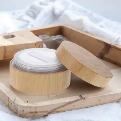 Recipiente vazio de bambu para pó de maquiagem, 30ml, portátil, suporte para cosméticos, materiais de arte, armazenamento de suporte de sopro de pó