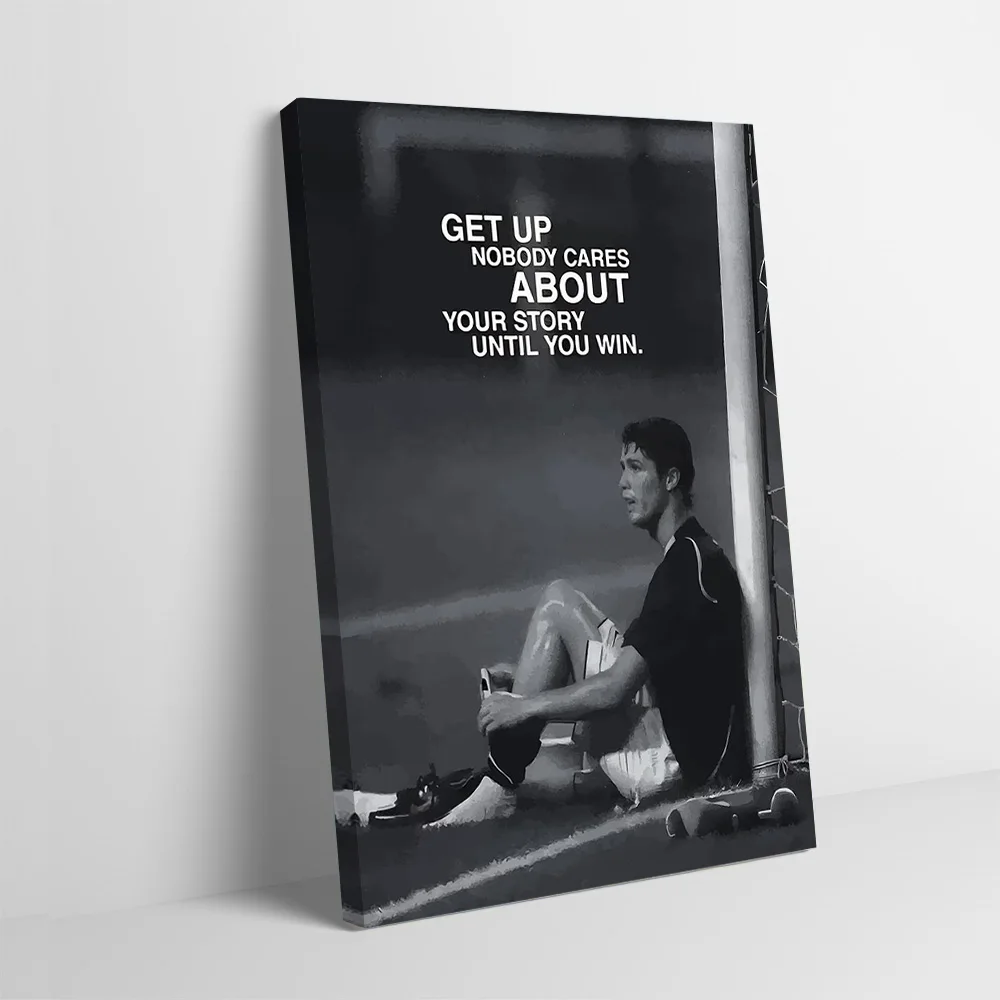 Motivational Soccer Player Poster Customizable Printed Canvas Painting for Pictures Wall Art Aesthetic Decoration Bathroom Decor