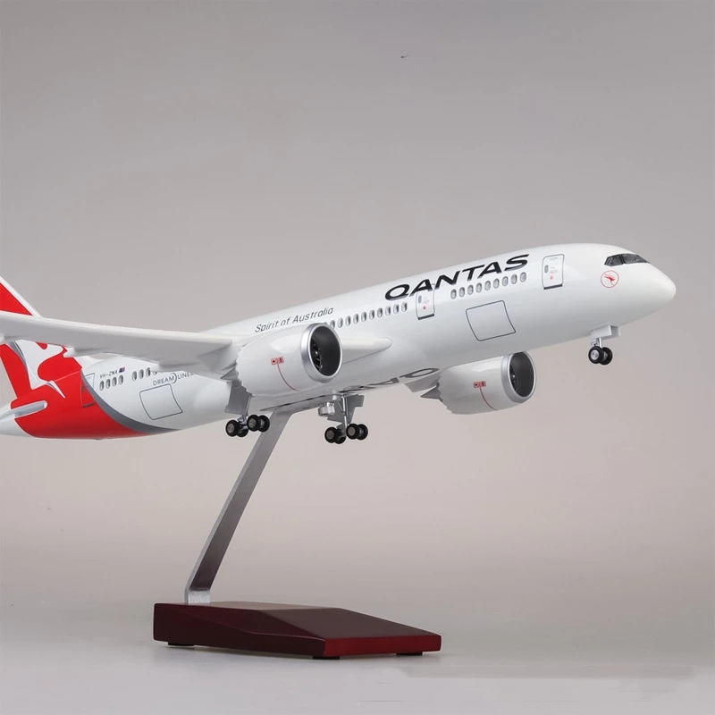 

1/130 Scale Diecast Resin Aircraft 43cm Qantas Airways Airlines Model B787 Airplane Toys With LED Base Kids Toys For Boys Gift