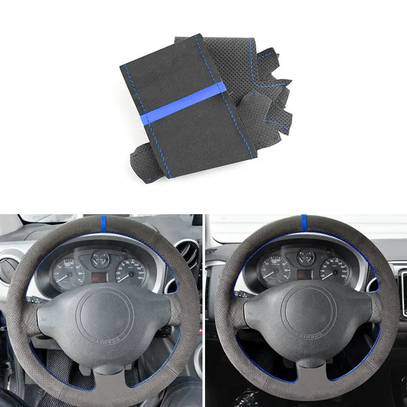 For Peugeot 207 2006-2014 Expert Partner Citroen Berlingo Jumpy 2009-2016 Car Accessory Steering Wheel Suede Leather Cover Trim
