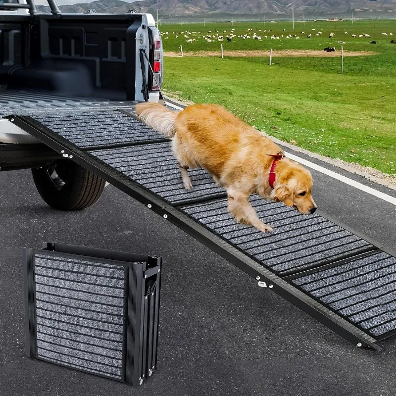 

Longest 71" & Widest 20" Dog Car Ramp,Foldable Dog SUV & Truck Ramp with Non-Slip Rug Surface