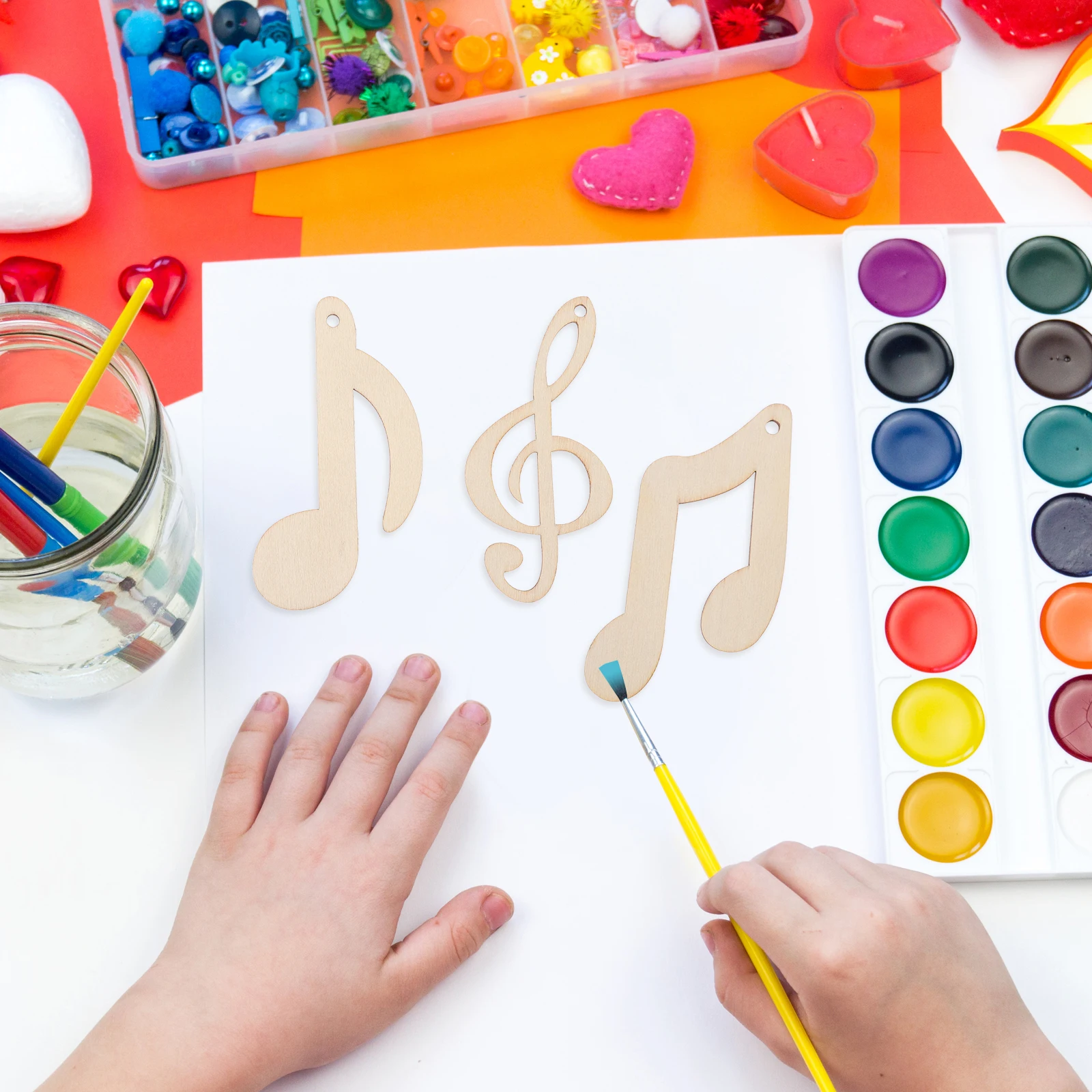 

30pcs Music Note Wood Slices Unpainted Beige Wood Chips for Hanging Painting Craft DIY Home Decor Wooden Pieces