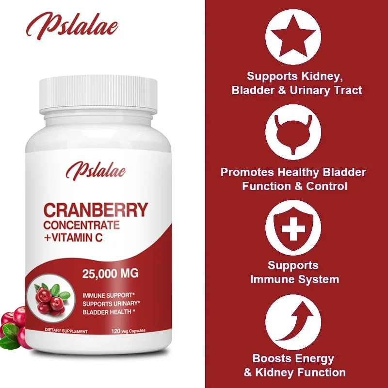 Natural Organic Cranberry Extract (25,000 Mg) - Contains Vitamin C and Vitamin E