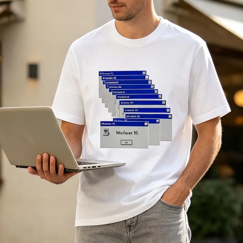 Retro Windows Error Not Found T-Shirt Nostalgic Computer Graphic Tee Unisex Cotton Casual Streetwear Outfit Y2k Top Harajuku