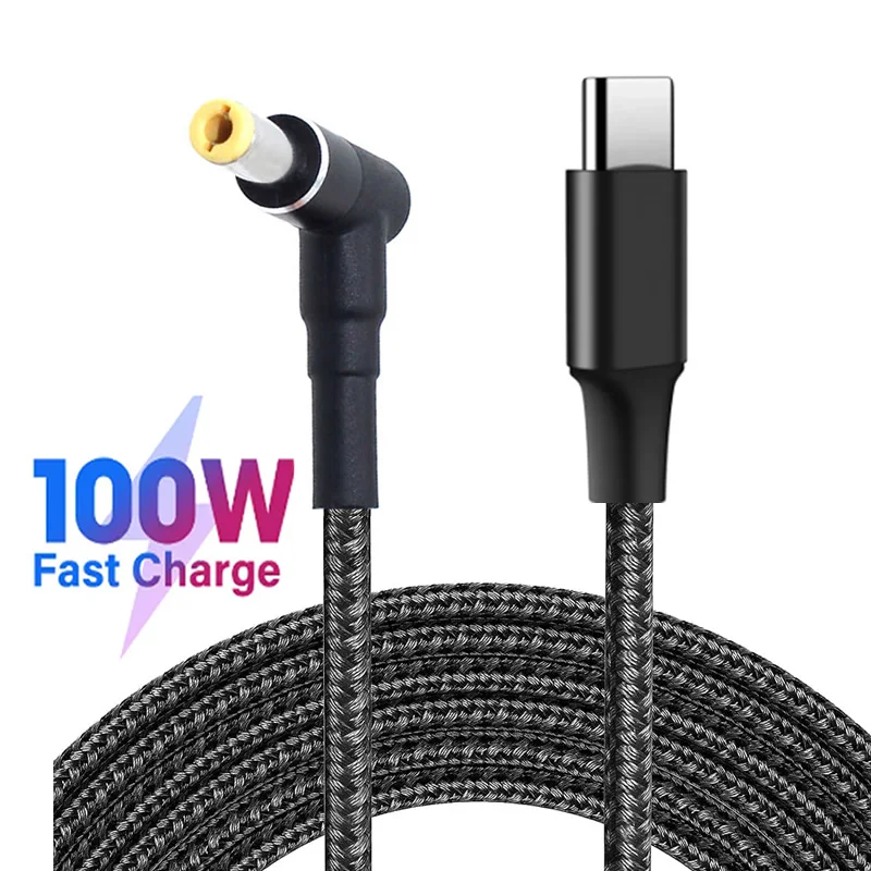 100W Type C to 5.5x2.5mm Male Converter Cable DC Notebooks USB C PD Fast Charging Cord for Asus Lenovo Toshiba Laptop (18-20V)