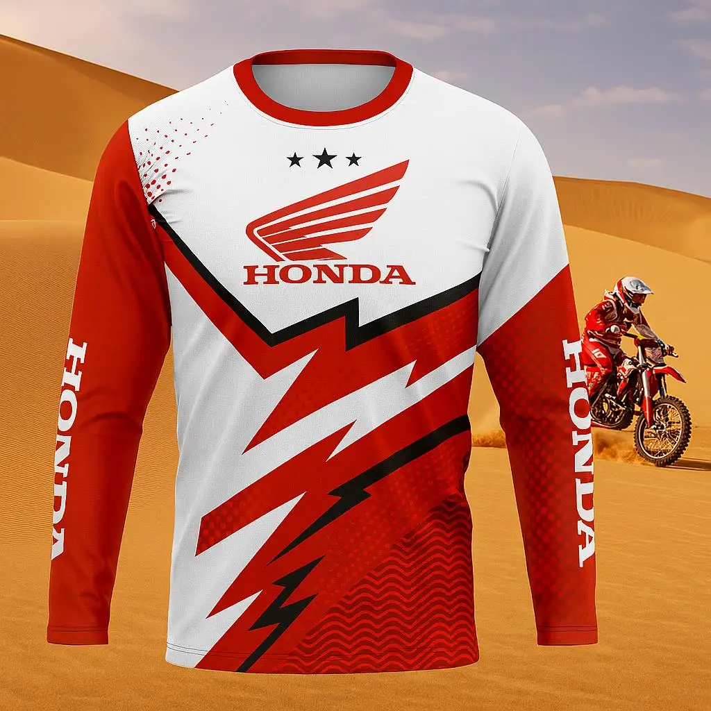 

Honda Latest 2026, футболка для внедорожного мотоцикла, дышащий трикотаж для горного велосипеда, быстросохнущий гоночный топ, удобный выбор для гонщиков