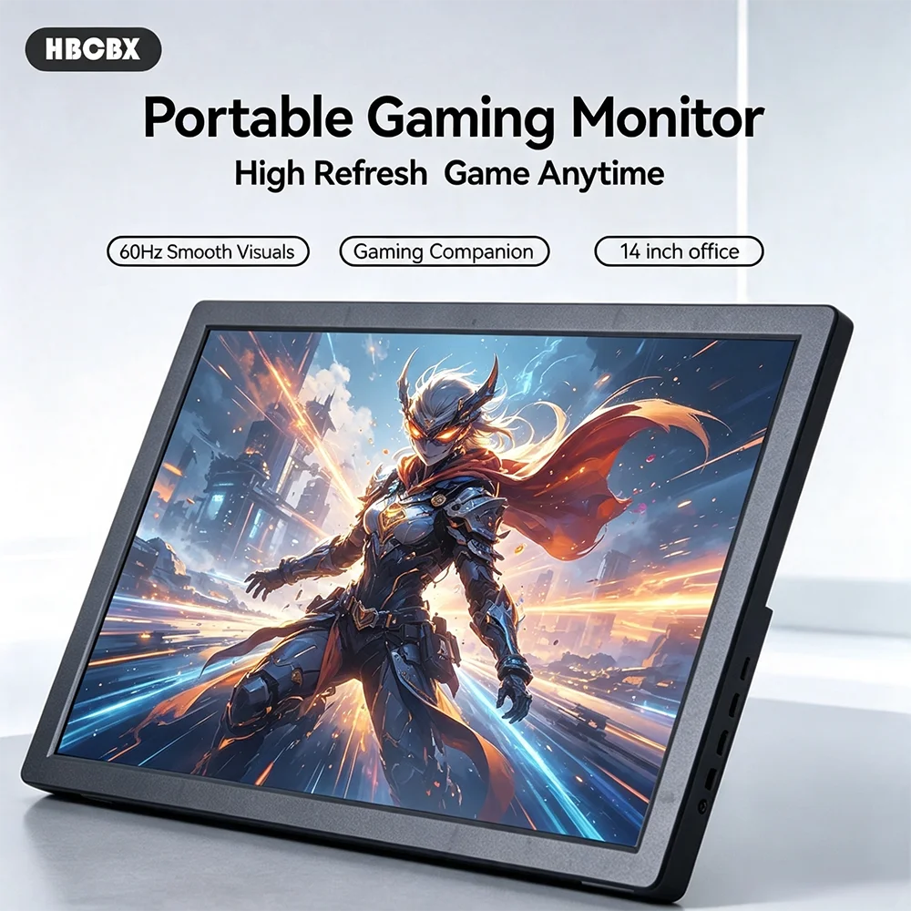 14 Inch Portable Display 60Hz 1366*768 TN Panel 16:9 250cd/㎡  3ms Applicable XBox PS4/5 TV Portable Monitor For Laptop Phone