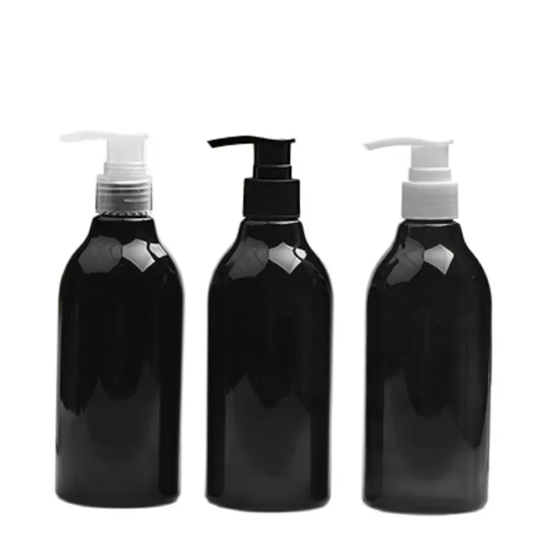 

Lotion Bottle Shiny Black Plastic PET Empty 300ML 15Pcs Black White Clear Pump Packaging Container Cosmetic Refillable Bottles