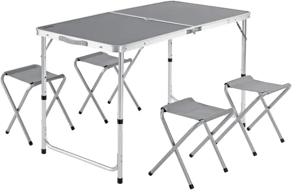 

Aluminio Plegable XXL 4 taburetes Plegables función de Maleta Camping Transporte fácil Gris/Blanco jardín