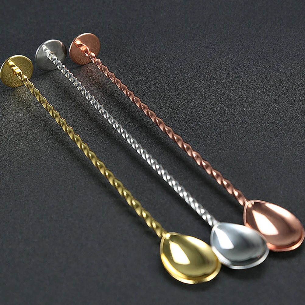 

2Pcs Bar Spoon Stainless Steel Long H Flat Cocktail Mixing Stirring Spoons Bartending Tool Kitchen Gadgets