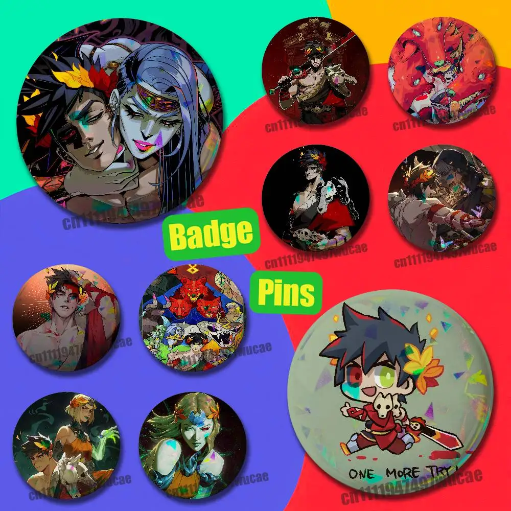 For Game H-Hades II Badge Case Custom Pin Insignia Emblem Round Brooch Button Hats Laser Film