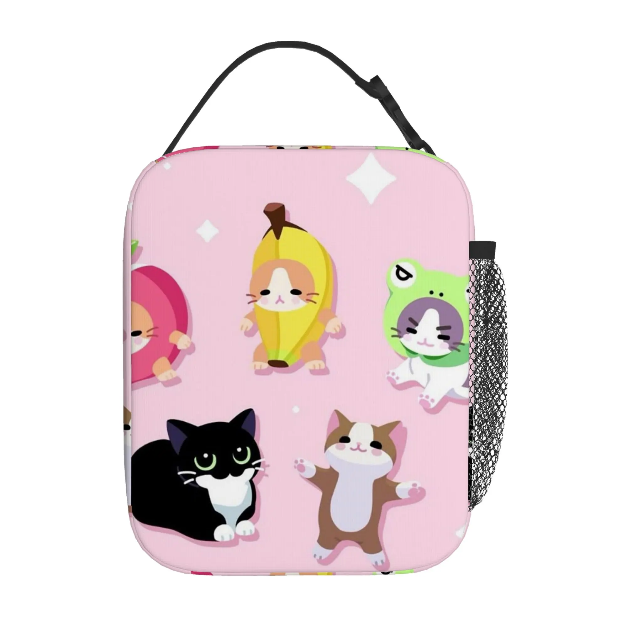 

Cute Cats Dressed as Fruits & Vegetables Thermal Insulated Bag Reusable Insulated Lunch Bag for Home, Office, School, Travel