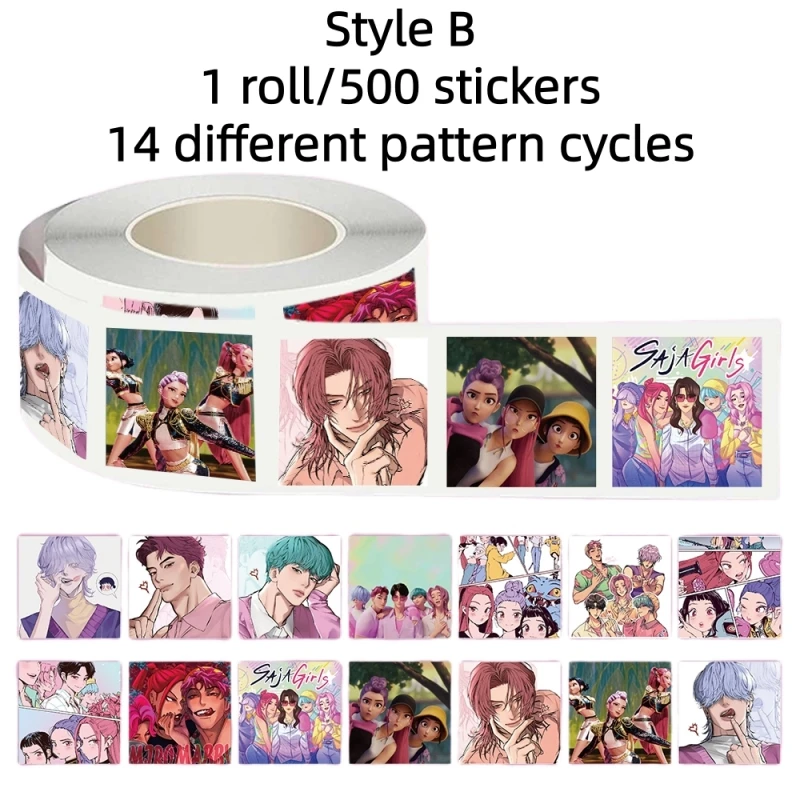 Kawaii 500 stks KPop Demon Hunters DIY Stickers Anime Verzegelde Label Decoratie Cartoon kinderen Party Snoep Stickers Speelgoed