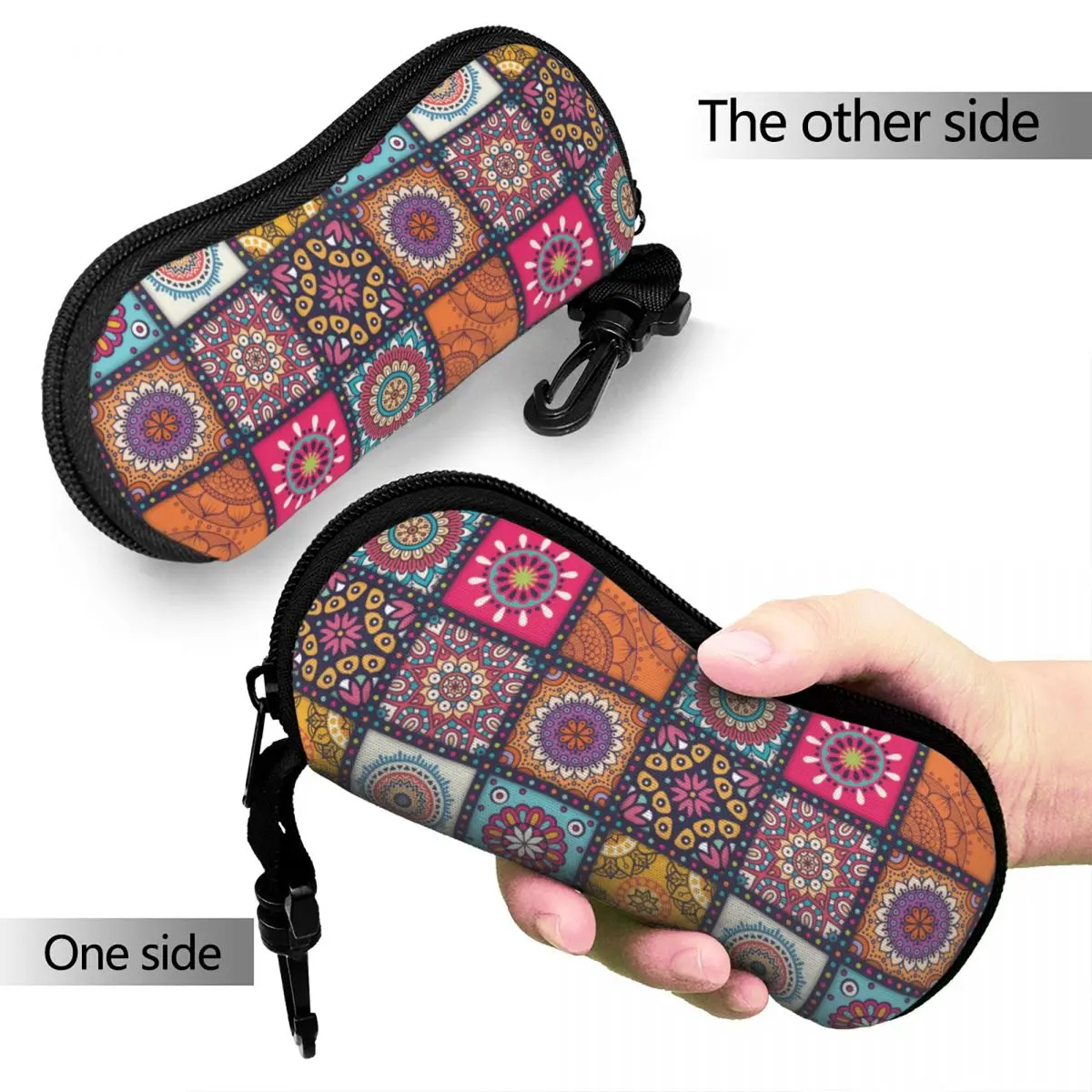 Boho Mandala Pattern Glasses Case Fashion Zipper Bohemian Glasses Storage Box Small Glasses Box