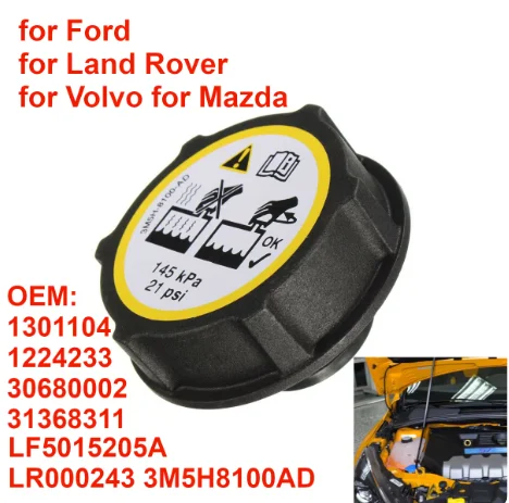 1224233 Expansion Water Coolant Tank Cap Radiator Cover 3M5H-8100-AD 1301104 for Ford Fiesta Land Rover for Mazda for Volvo