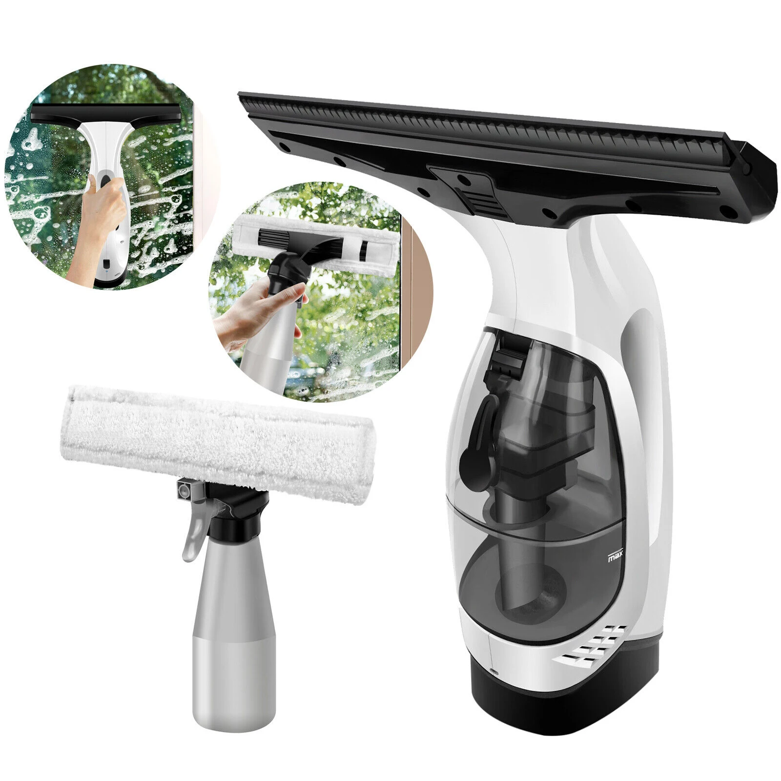 Cordless Window Washer, Cordless Window Vac Cleaner, Rechargeable Window Cleaner - 28cm Squeegee Element & 150ml Water Tank