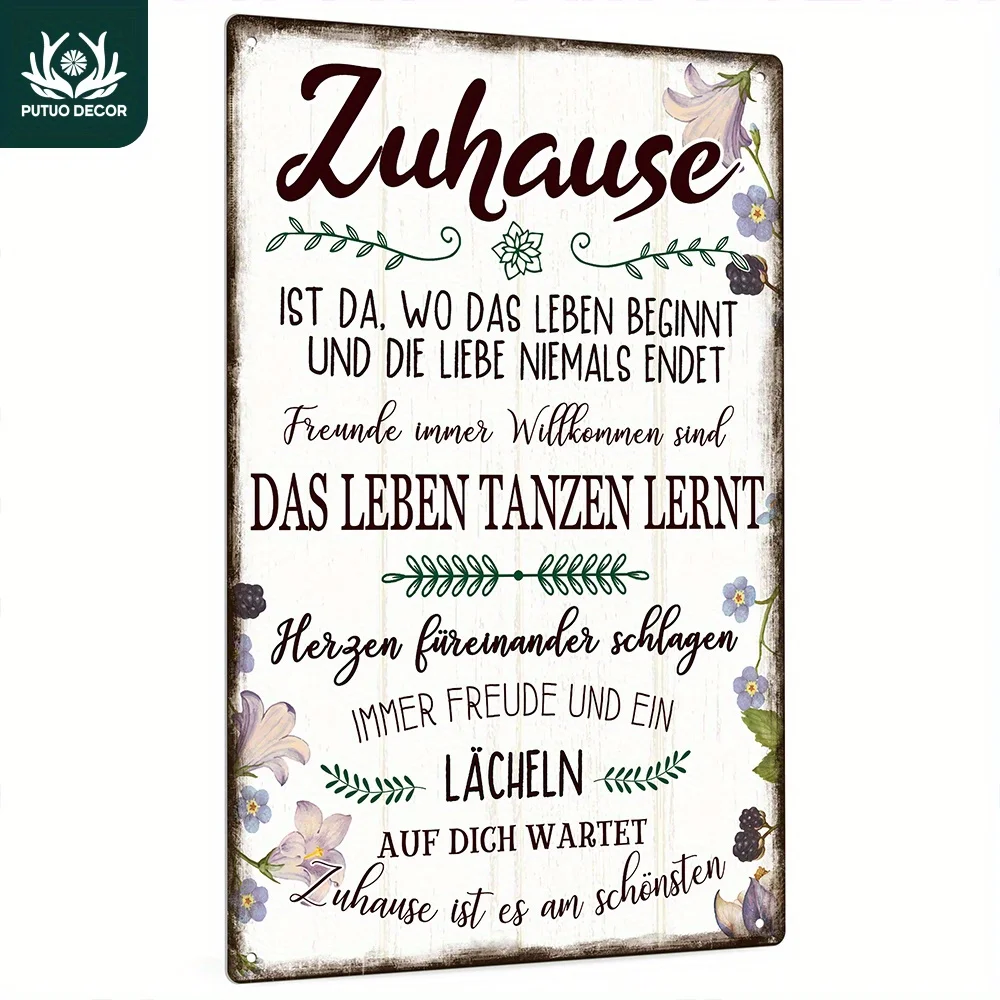 Charming German Vintage Metal Tin Sign - Zuhause Wall Art for Home, Farmhouse, Garden & Backyard Decor - Perfect Gift Idea