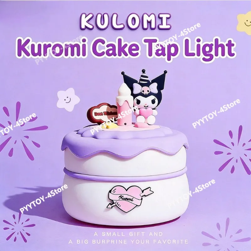 

Sanrio Patting Night Light Kuromi Birthday Cake Lights Bedhead Atmosphere Light Desktop Ornament Anime Peripheral Birthday Gift