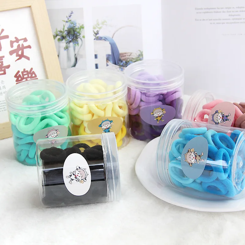 أربطة شعر للأطفال 50 قطعة جرة بلاستيكية ربطات عنق تيري عالية المرونة تصميم سلس خالي من التشابك مجموعة حوامل ذيل حصان صغيرة