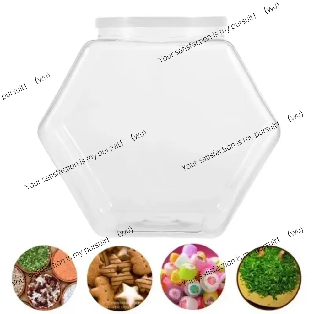 For Portable Hexagonal Candy Cookie Jar Clear Plastic Packaging Jars Sealed with Lid Food Storage Container Kitchen Supplies