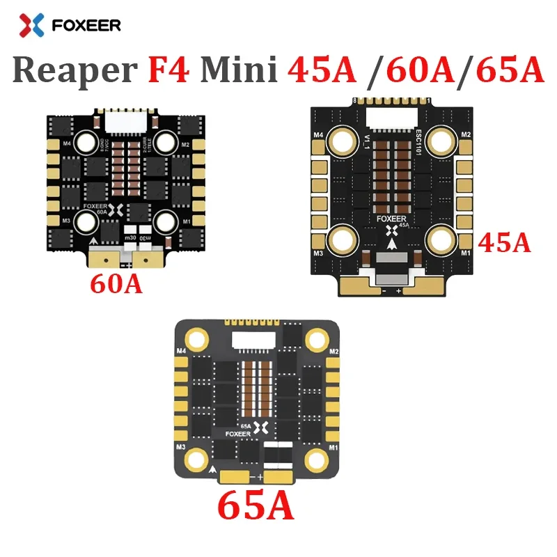 Foxeer Reaper Mini 4 в 1, 45 А, 60 А, 65 А, BLheli32, бесщеточный ESC DSHOT1200 3-6S 3-8S для радиоуправляемых FPV гоночных беспилотных летательных аппаратов