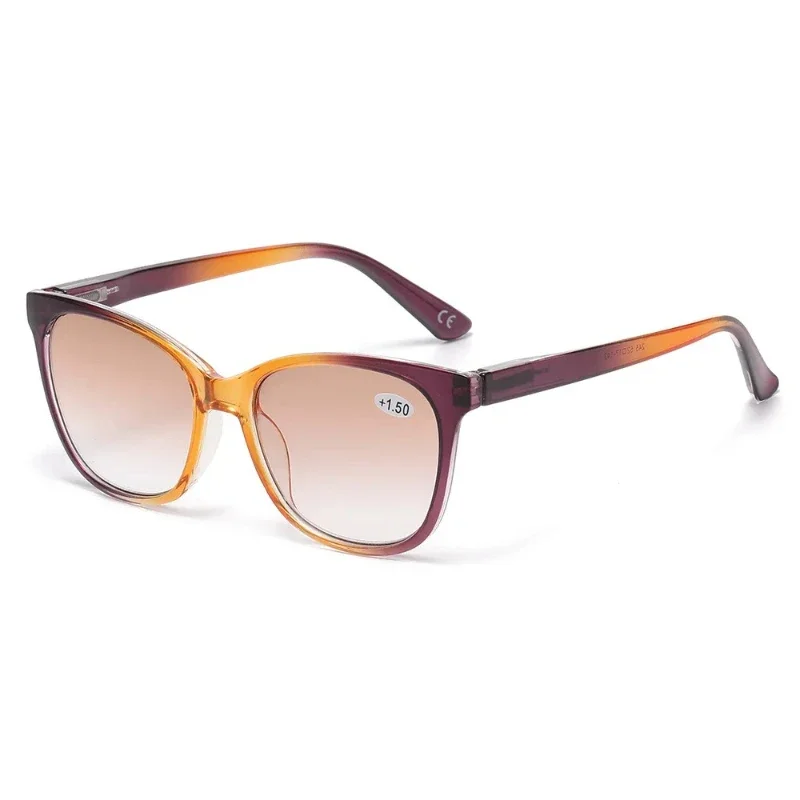 Fashionable Large-framed Gradient Color Reading Glasses Versatile Square Full Frame Blue Light Blocking Hyperopia Eyeglasses