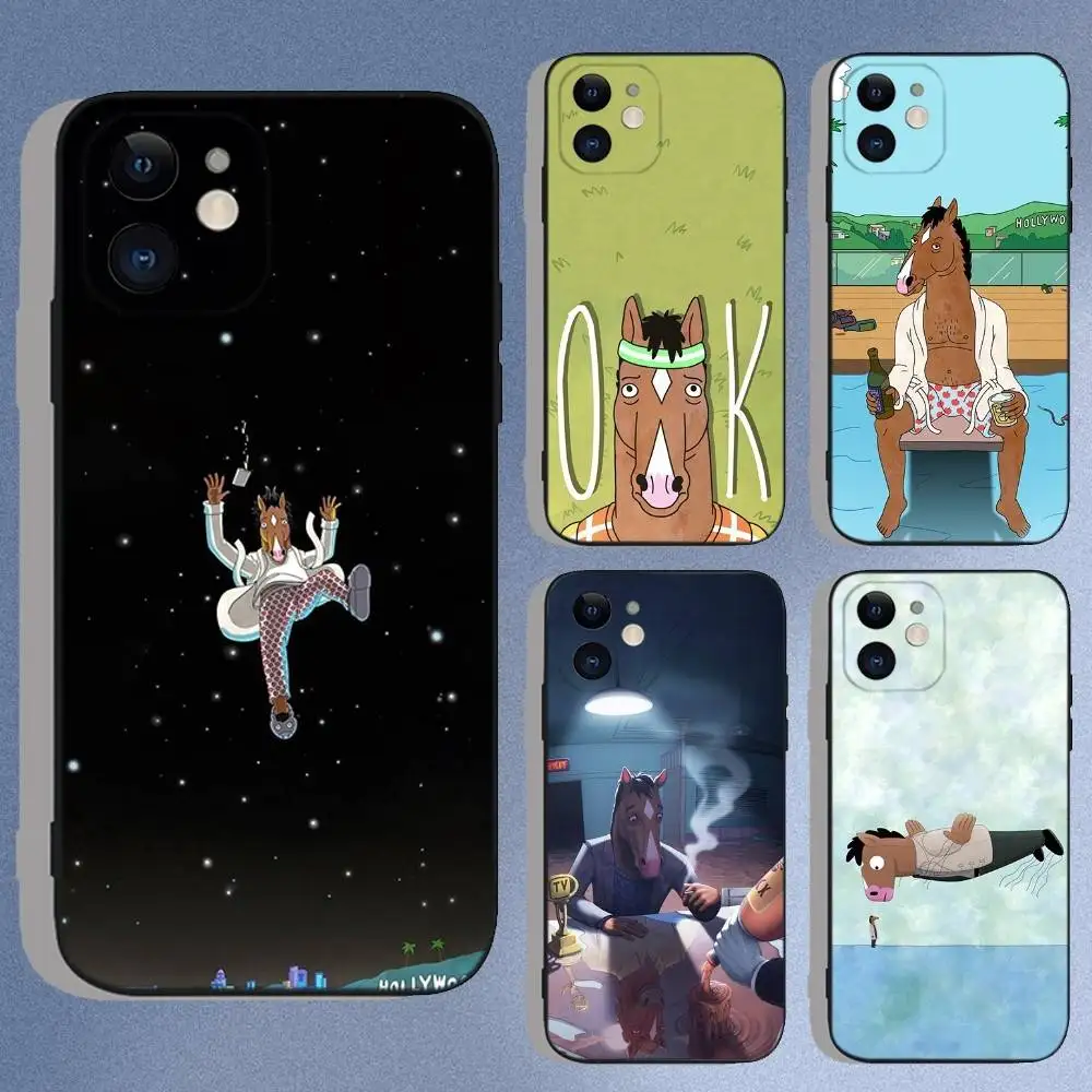 

Cartoon B-BoJack Horseman Phone Case For iPhone 16e,16,15,14,13,12,11,XS,XR,X,8,7,Pro,Max,Plus,Mini Silicone Black Funda Shell