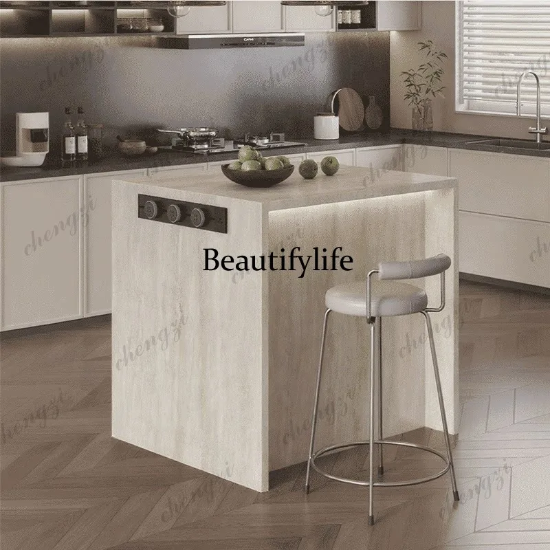 L181 Household removable bar integrated kitchen extended rock slab island table dining table cabinet extremely narrow locker