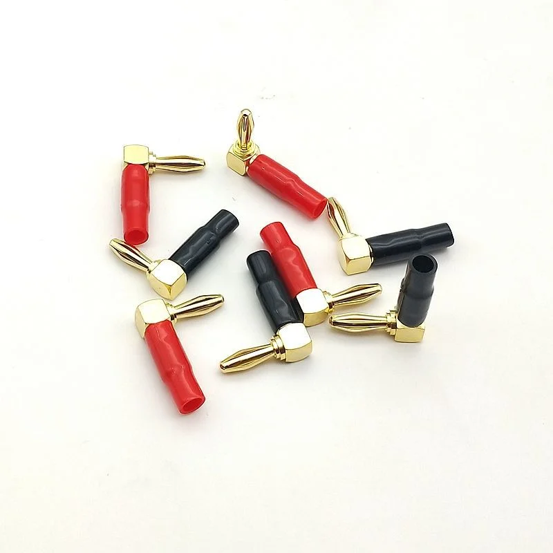 

50PCS Copper 4mm L-shaped Right Angle Banana Plug Soft Plastic Shell 90 Degree Connector Red Black For Audio Video Speaker