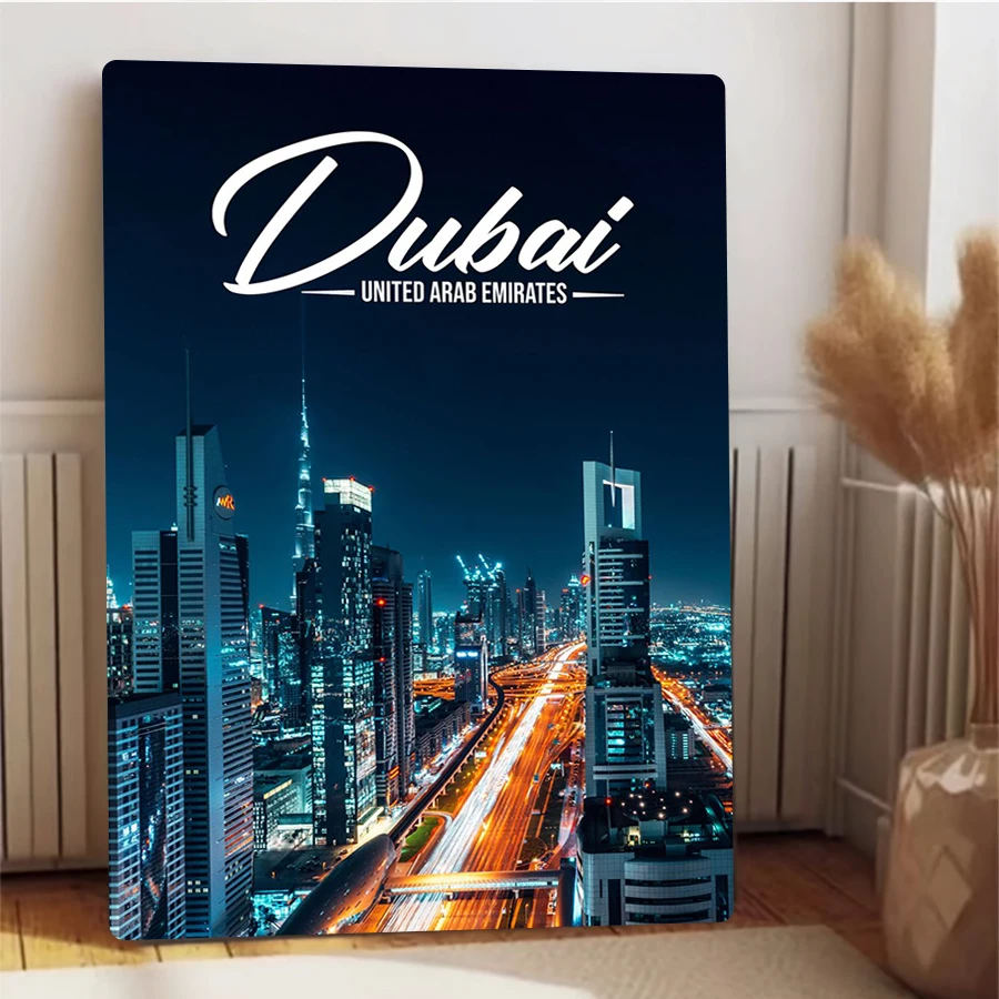 Dubai Skyline Night View Metal - Home Office Dubai ulasan dan harga