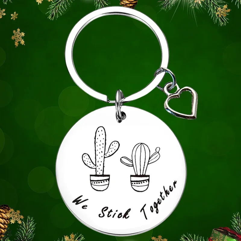 

Friendship Cactus Keychain Pendant Best Friend Key Chains We Stick Together Sister Gift