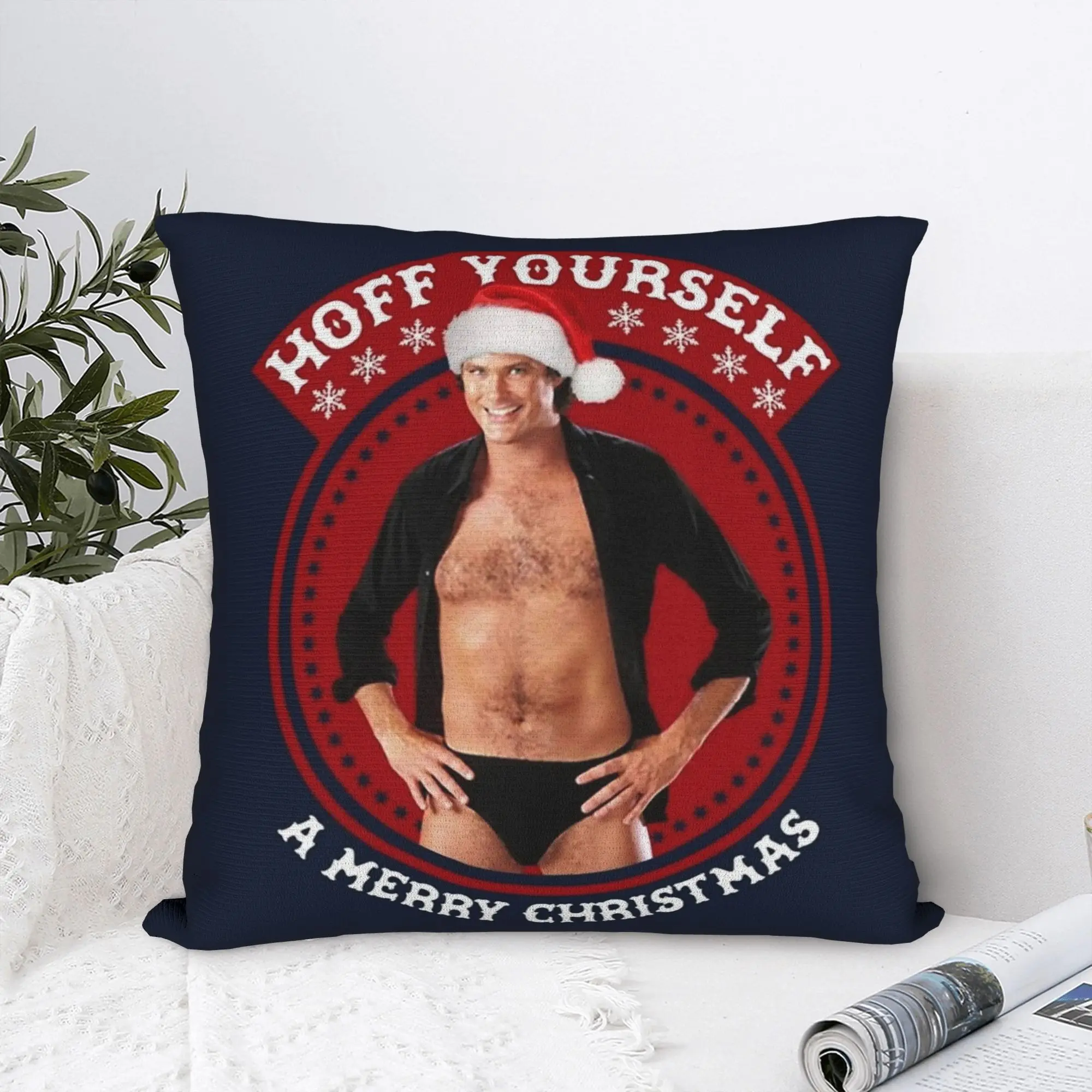 David Hasselhoff Merry christmas  Pillow Cover  Soft Cushion Cover Novelty Pillow Case For Wedding Party Home Decor