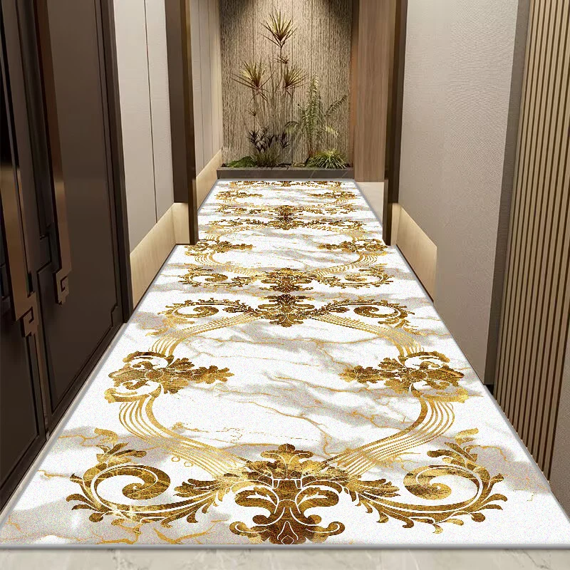 

Классический длинный ковер для коридора, роскошное европейское украшение, ковер для прихожей, нескользящий, легко чистящийся напольный коврик, коврики для лестницы, бегуны