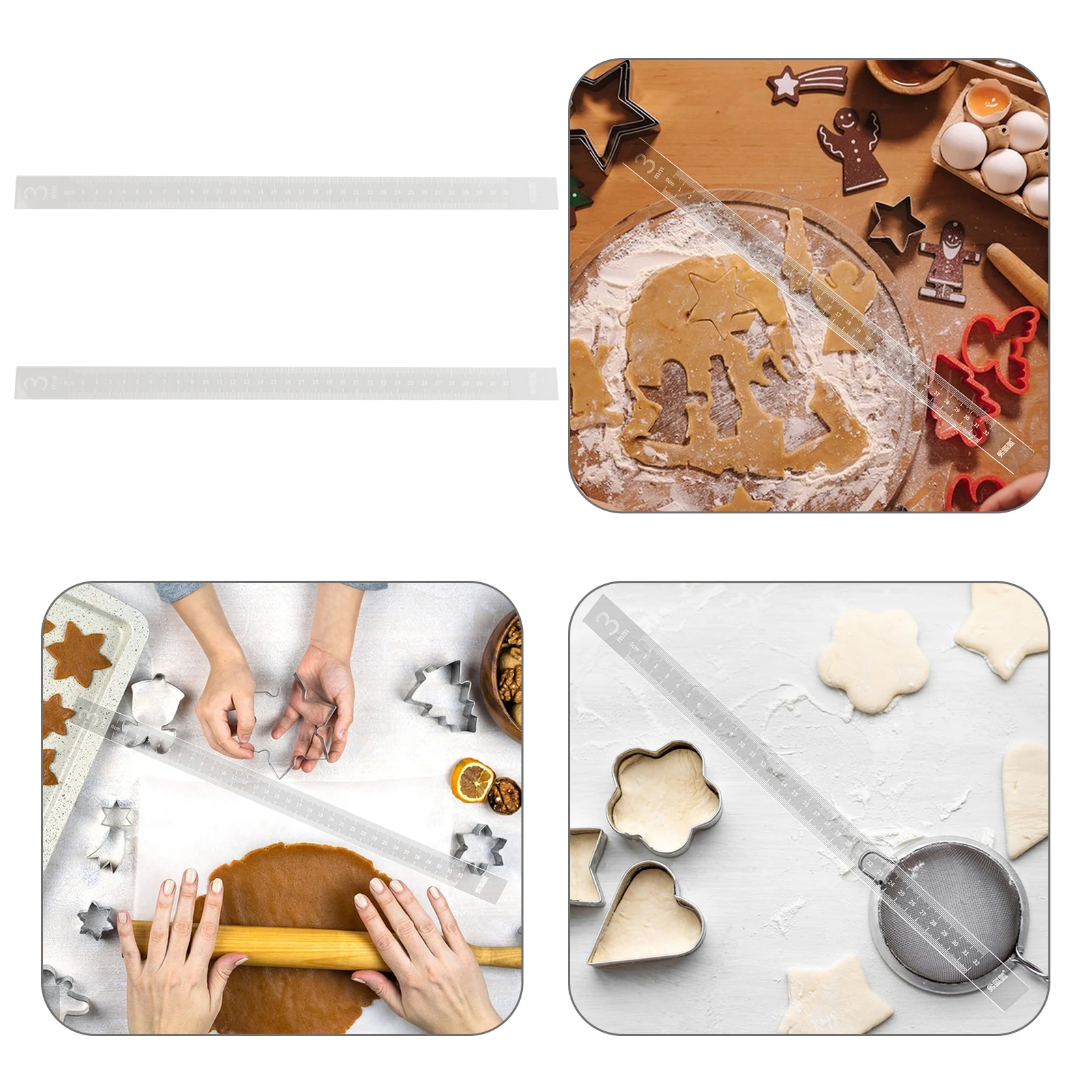 

2Pcs Dough Rolling Ruler Cookie Balance Guide for Baking Pastry Fondant Thickness Measuring Strip for Uniform Cookies and Pie