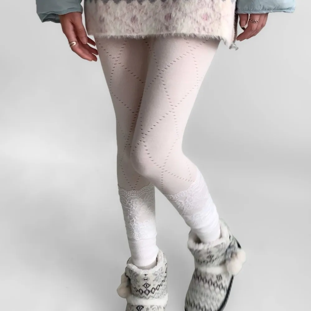 Y2K المألوف الجاكار محبوك جوارب تنفس عالية المرونة الأساسية جوارب طويلة لينة نحيل صالح الحرارية طماق ارتداء اليومي #2