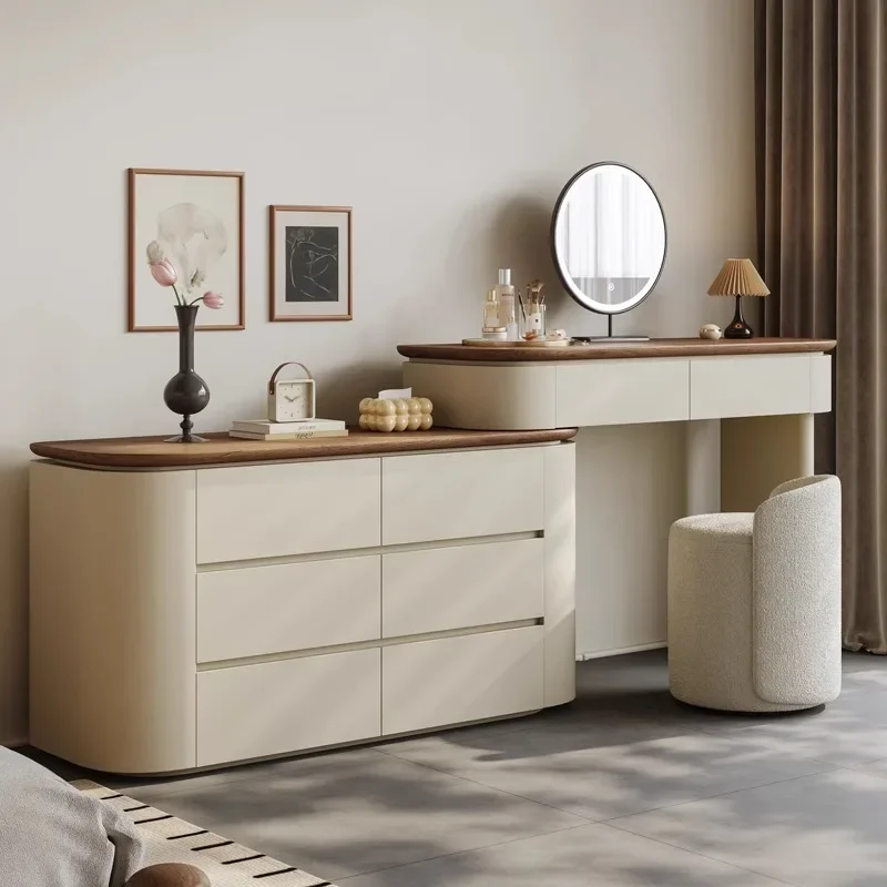 غرفة نوم، خزانة بجانب السرير، خزانة ملابس، خزانة صدر، خزانة تخزين خشبية صلبة حديثة مدمجة، طاولة مكياج عتيقة #3